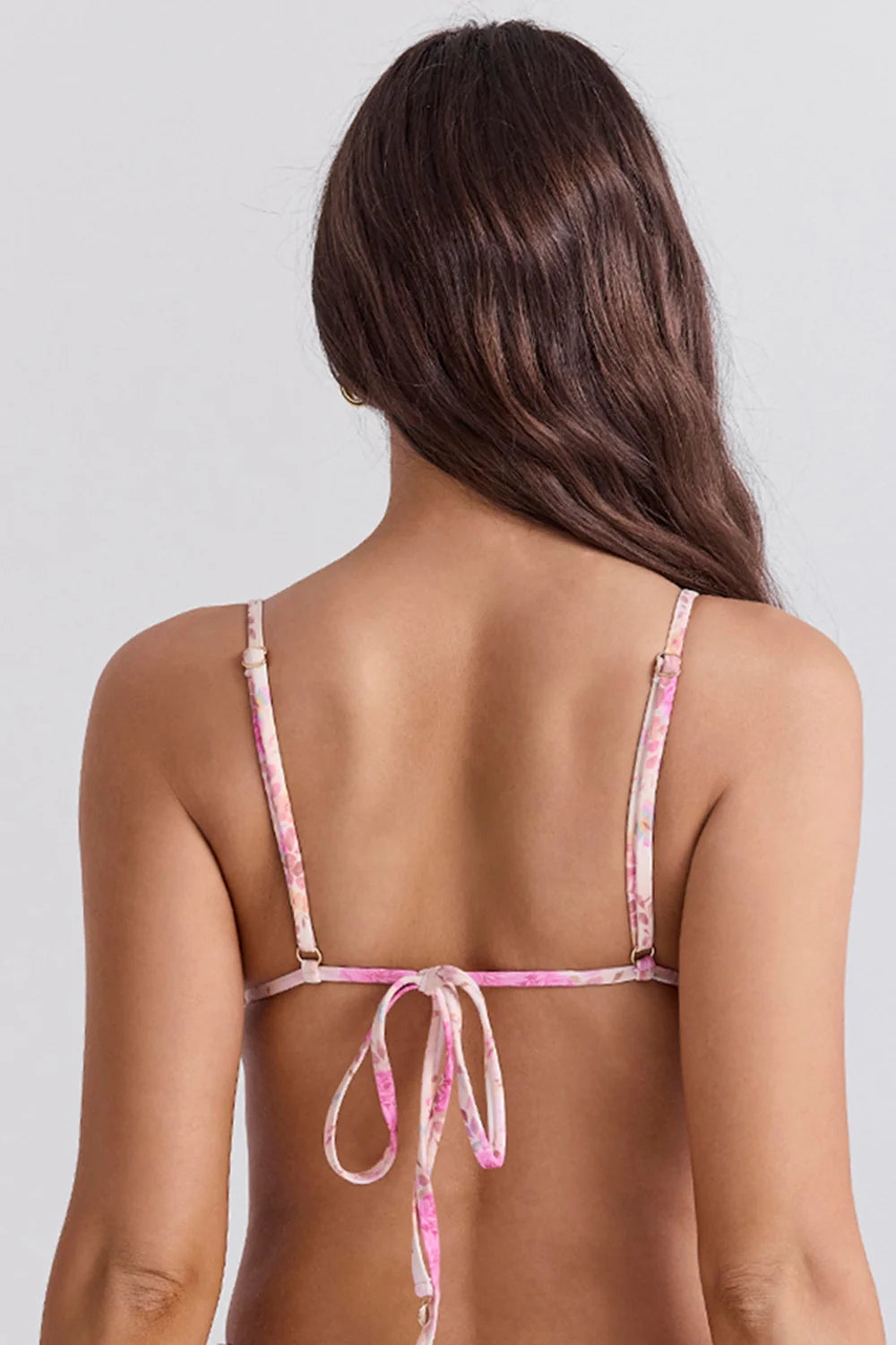 floral print ruffle trim bikini top