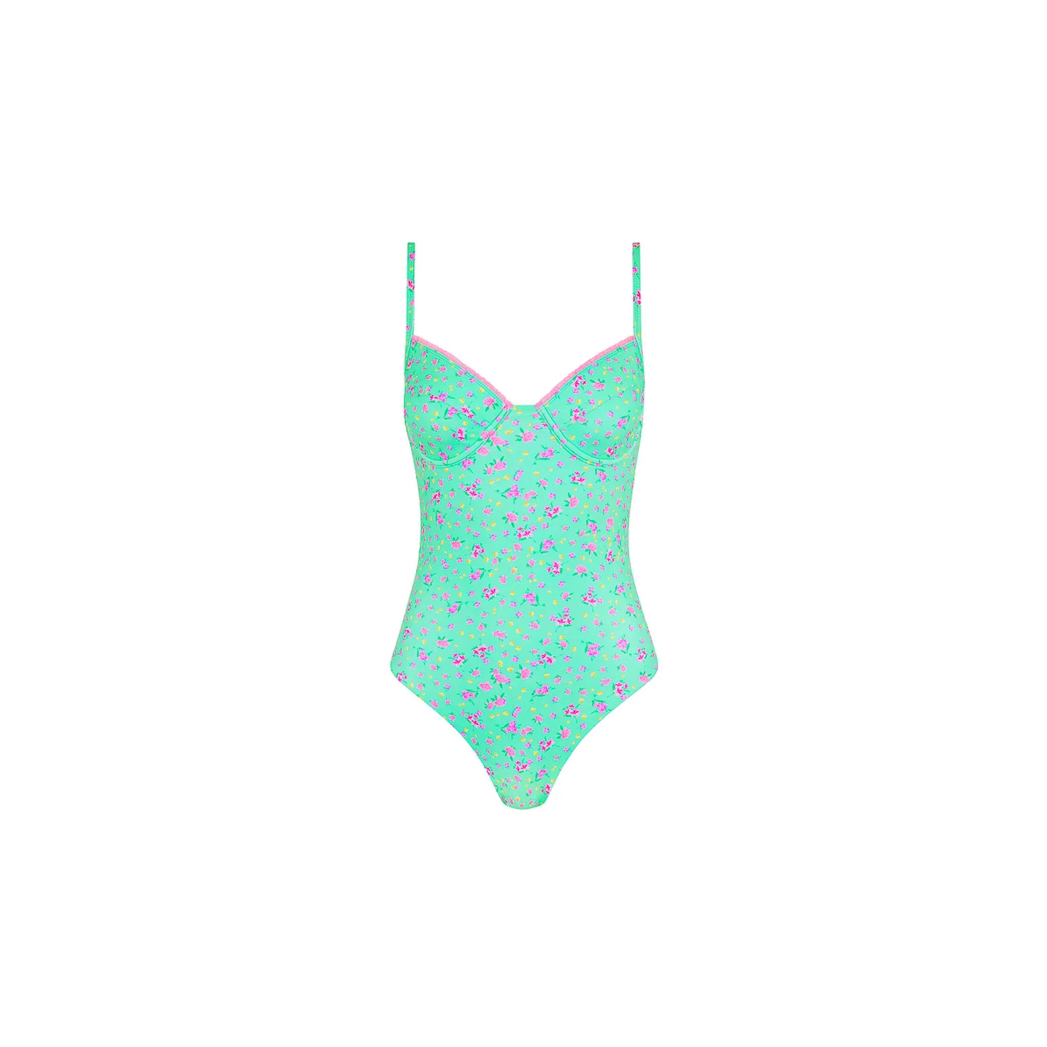 Decorative Underwire Cheeky One Piece - Mint Macaron