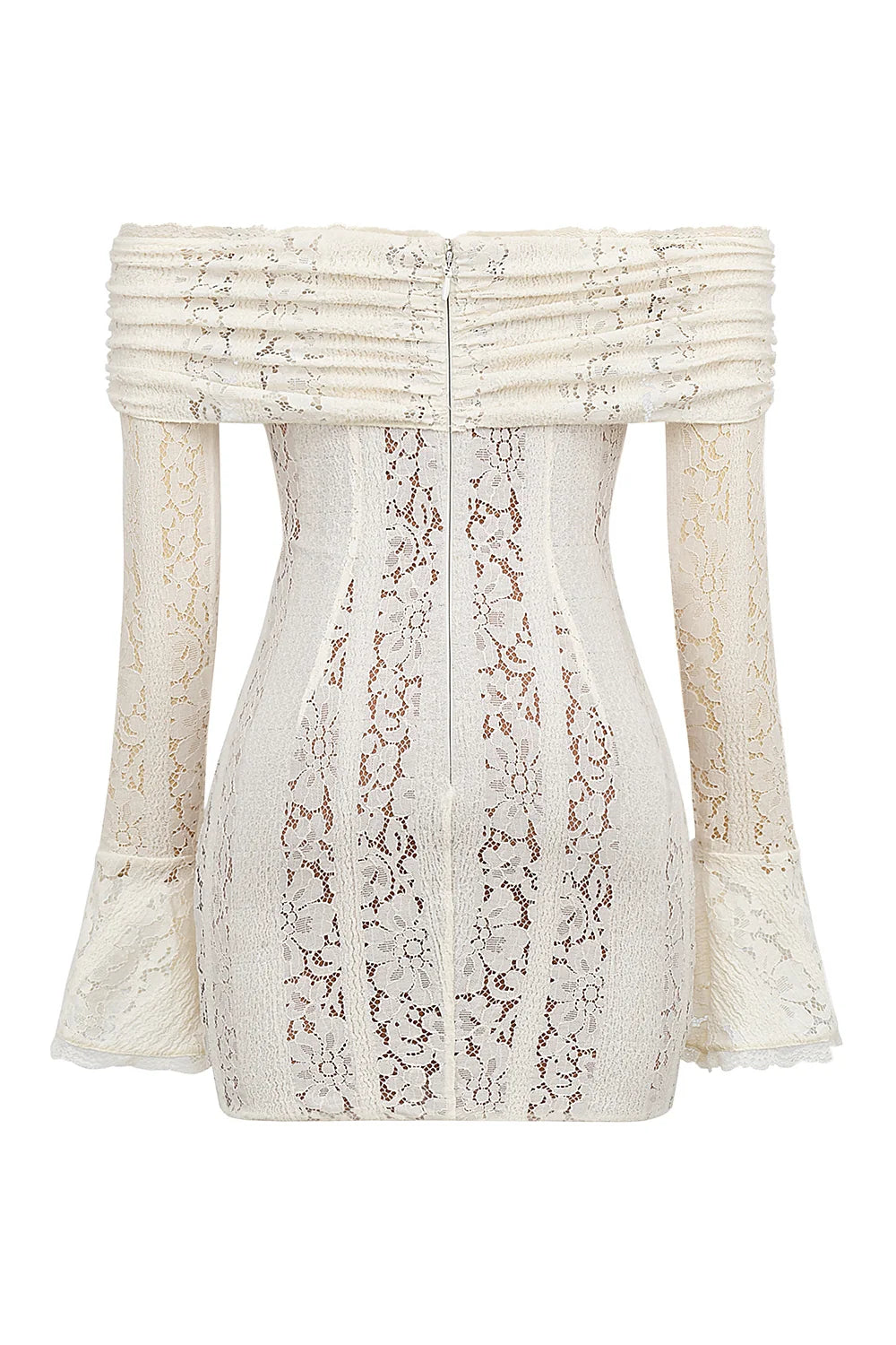 vintage cream floral lace off shoulder mini dress