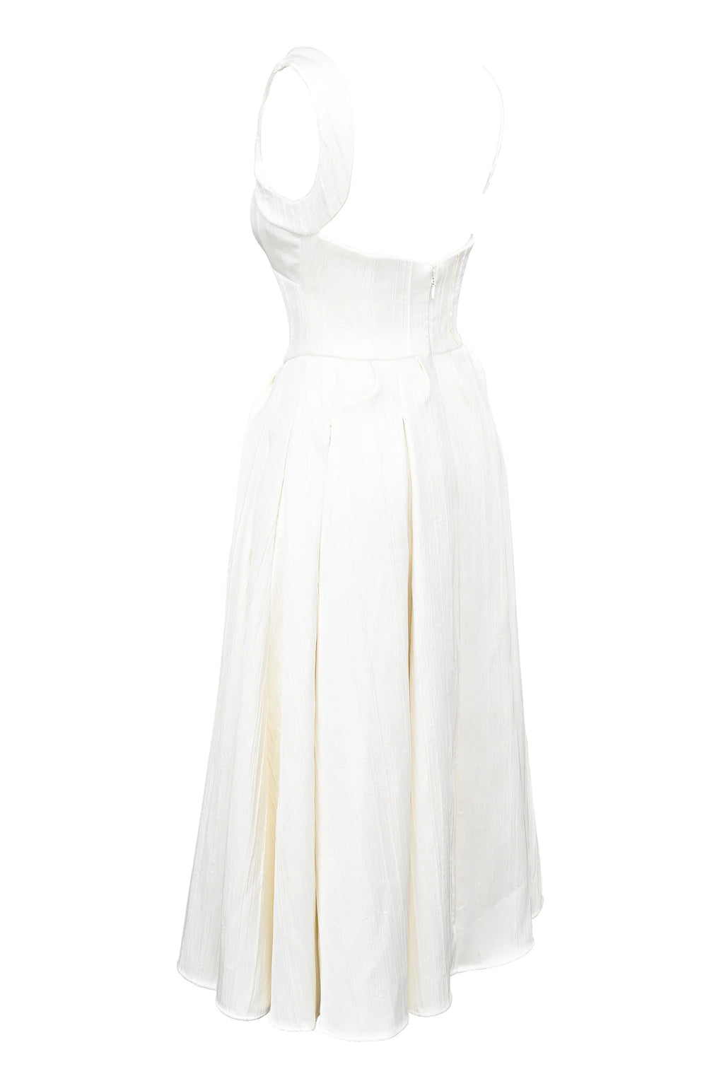 ivory textured satin corset midi dress