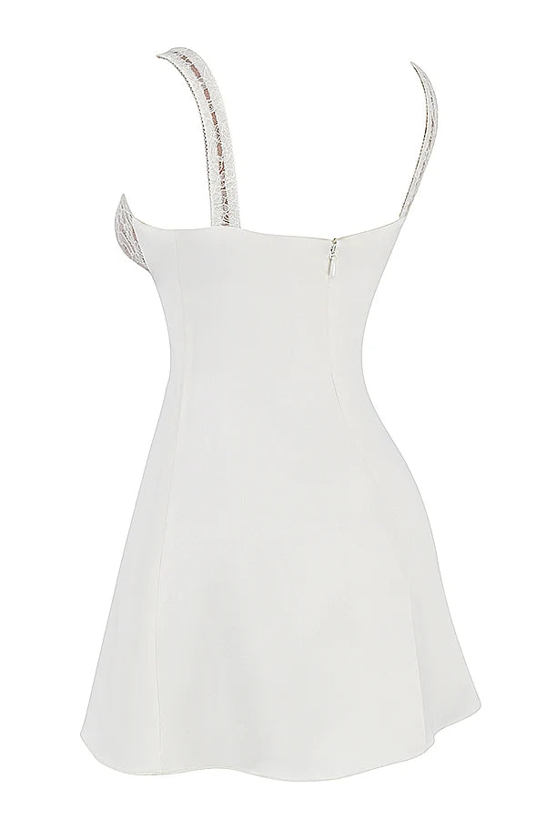 ivory satin and lace mini dress