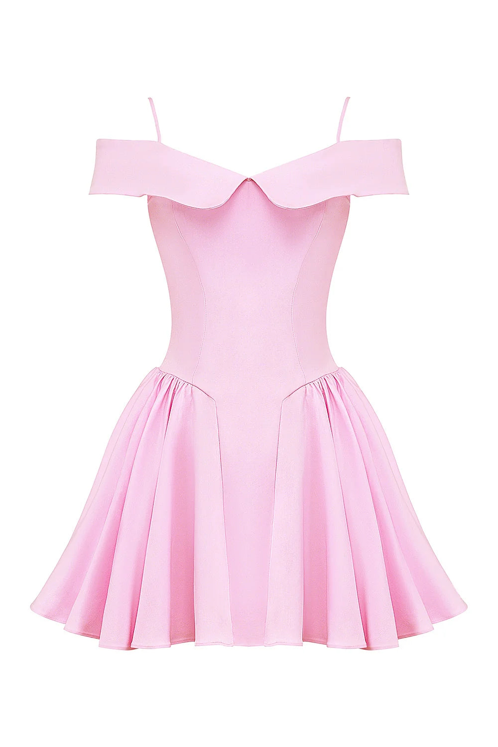 cotton candy twill off shoulder mini dress
