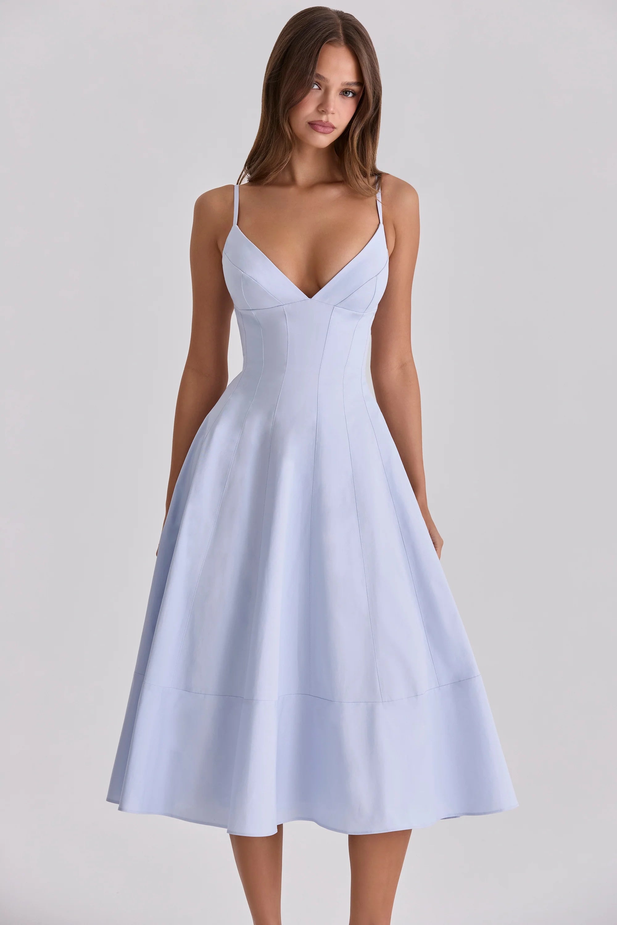bluebell lace up cotton midi sundress