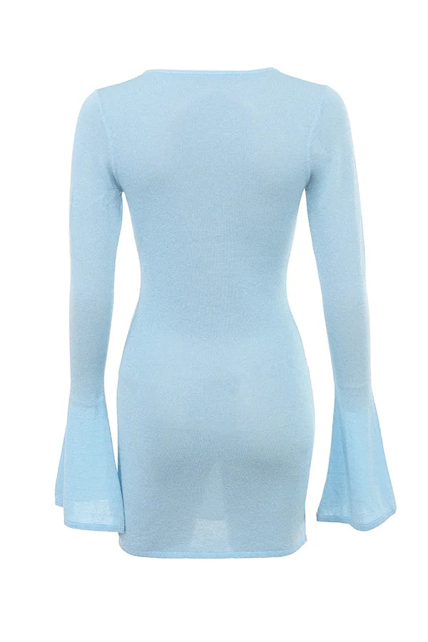 ocean blue knit mini dress - sale