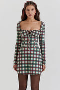 red tartan corset mini dress