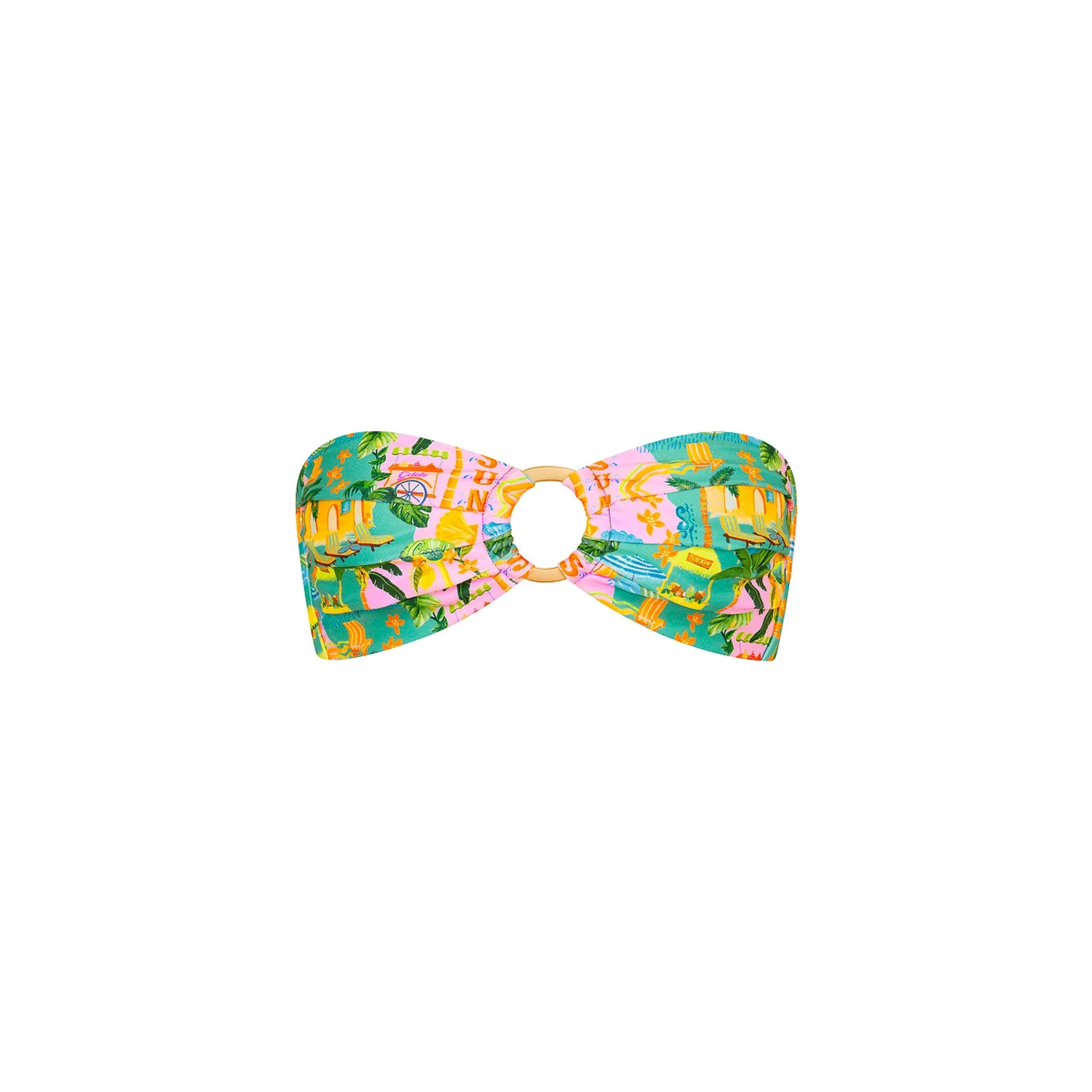 Strapless Bandeau Bikini Top - Sunlit Spritz
