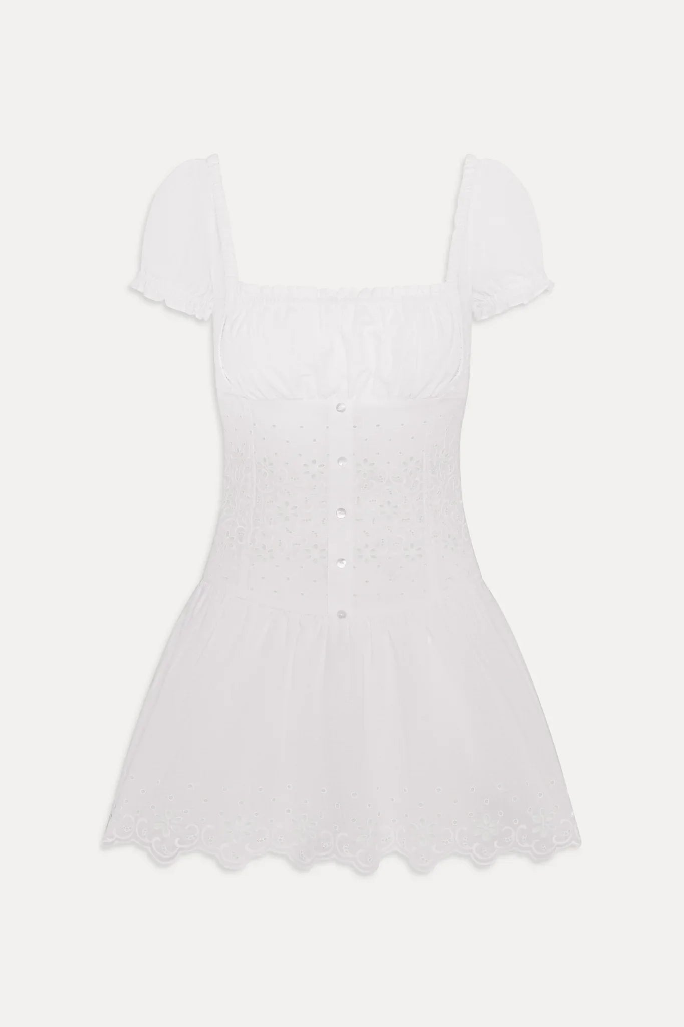 Lucien Cotton Embroidered Mini Dress - Optic White