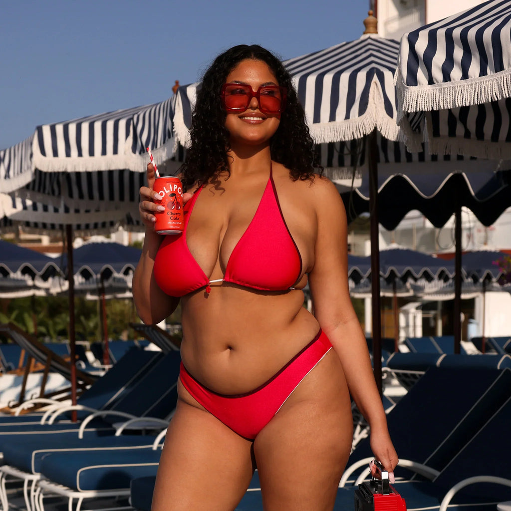 Modest Bind Full Coverage Bikini Bottom - Cherry Cola