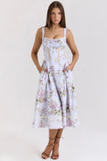 lilac floral cotton midi sundress