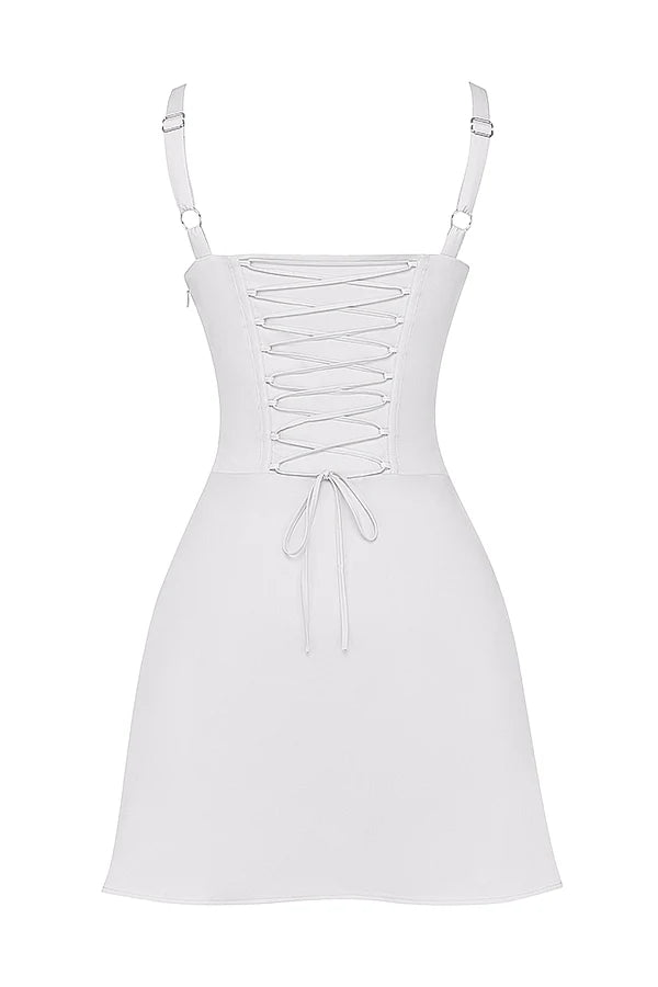 white corset mini dress