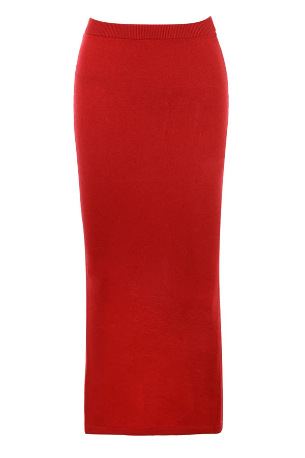 holly red cashmere blend midi skirt