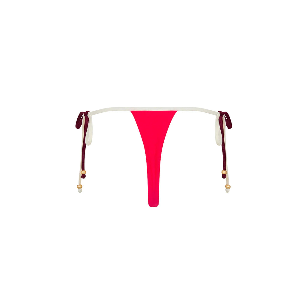 Micro Thong Tie Side Bikini Bottom - Cherry Cola