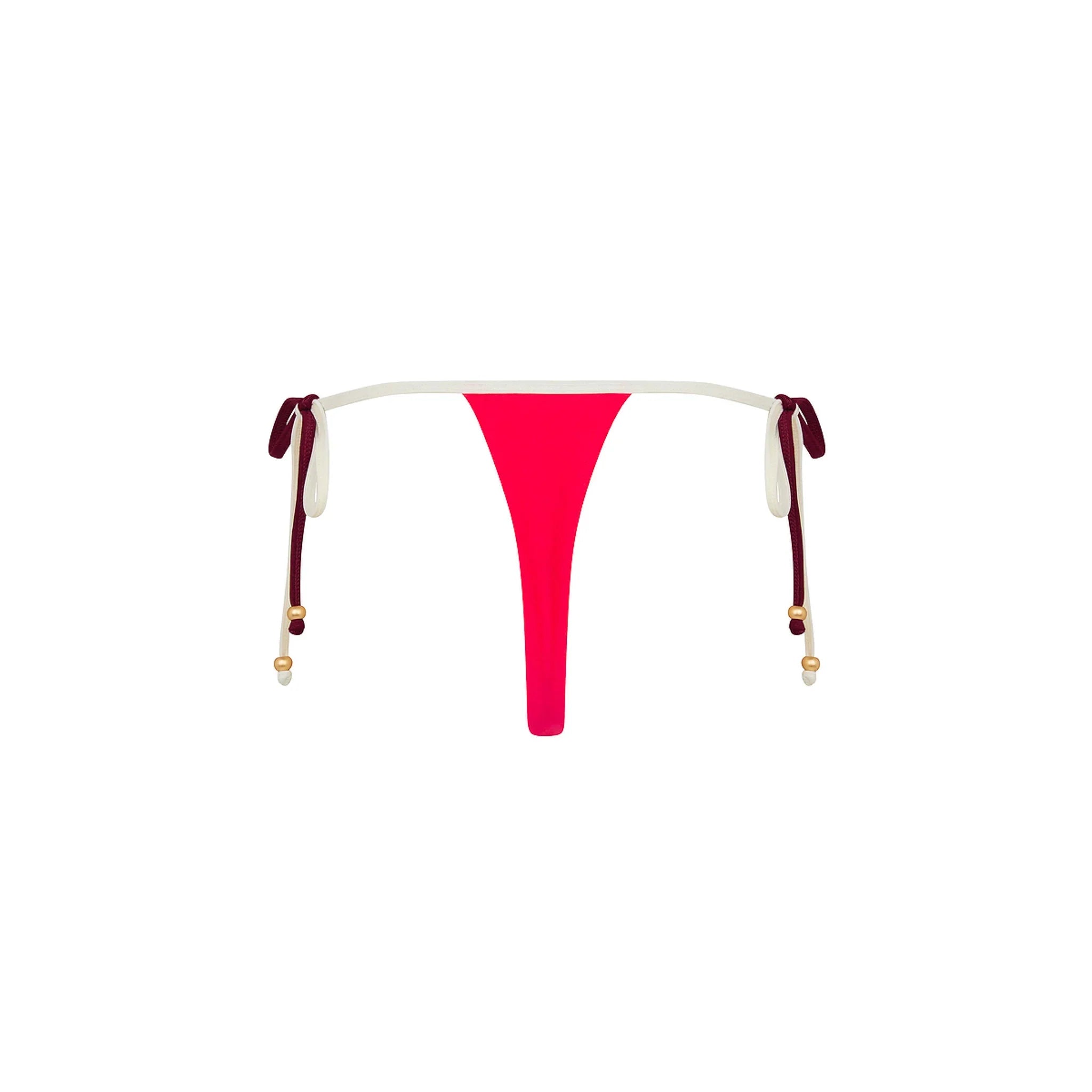 Micro Thong Tie Side Bikini Bottom - Cherry Cola