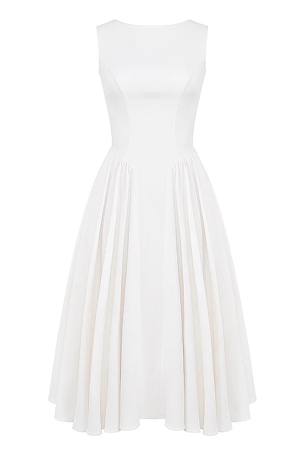 white twill midi sundress