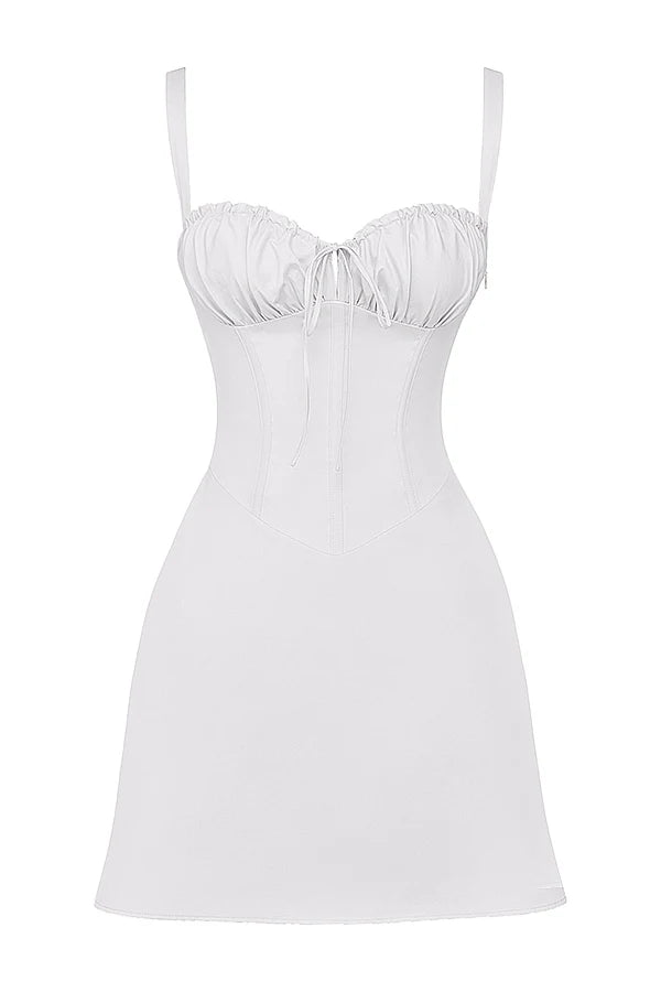 white corset mini dress