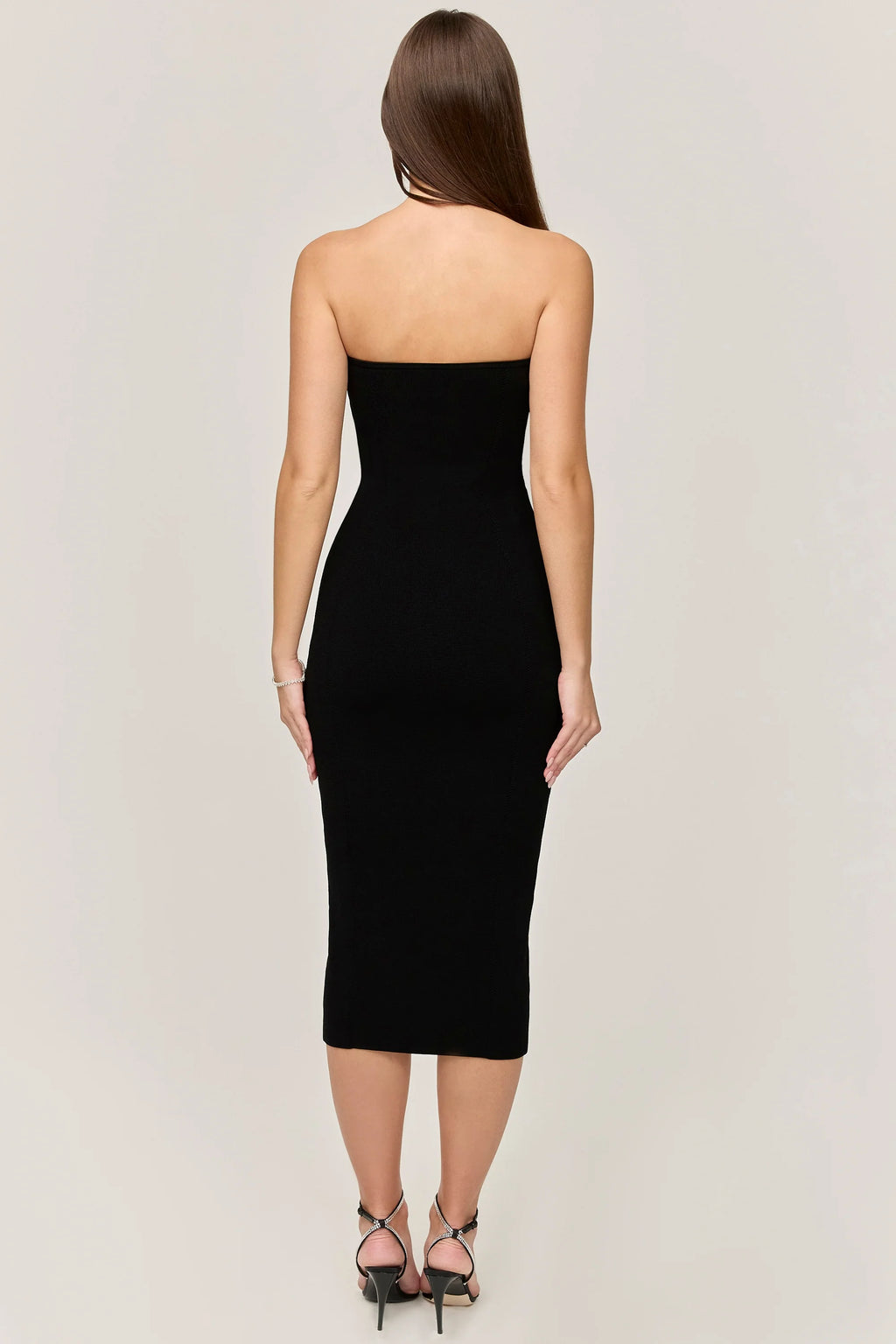 black strapless midi dress - sale