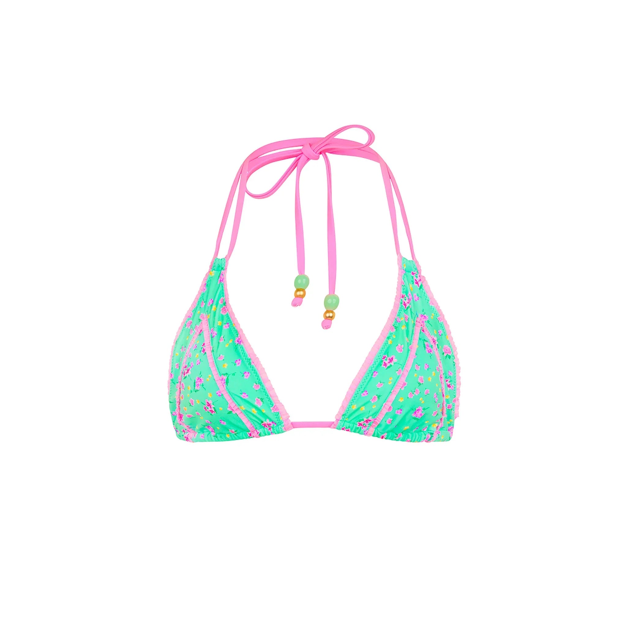 Decorative Panel Halter Bikini Top - Mint Macaron