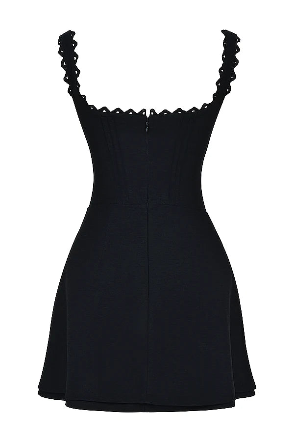 black pin tuck mini dress