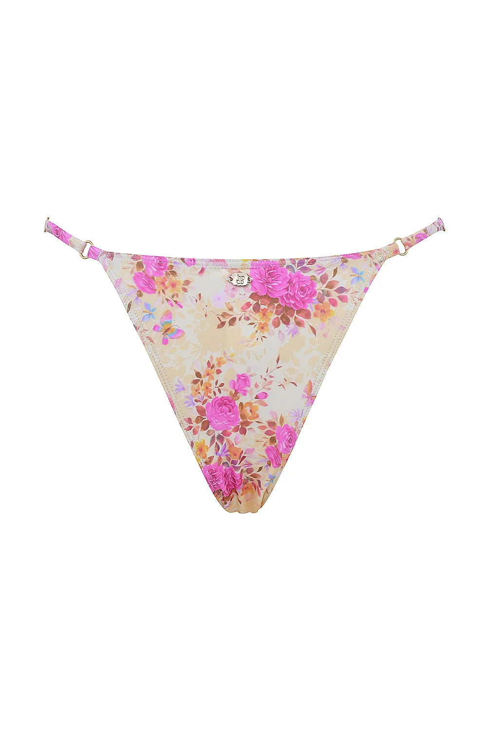 floral print ruffle trim bikini bottom