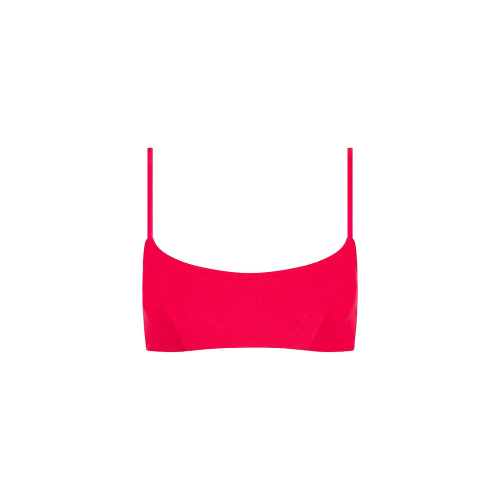 Invisible Underwire Crop Bikini Top - Cherry Crush