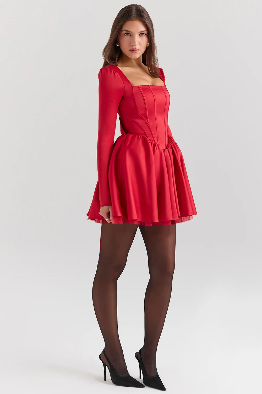 holly red removable bow tulle mini dress - sale