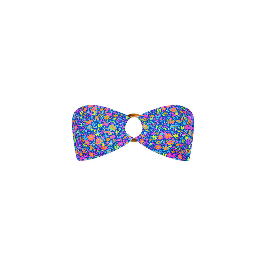 Strapless Bandeau Bikini Top - Electric Bloom