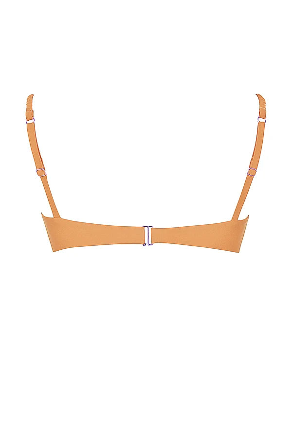 light orange ruched bikini top