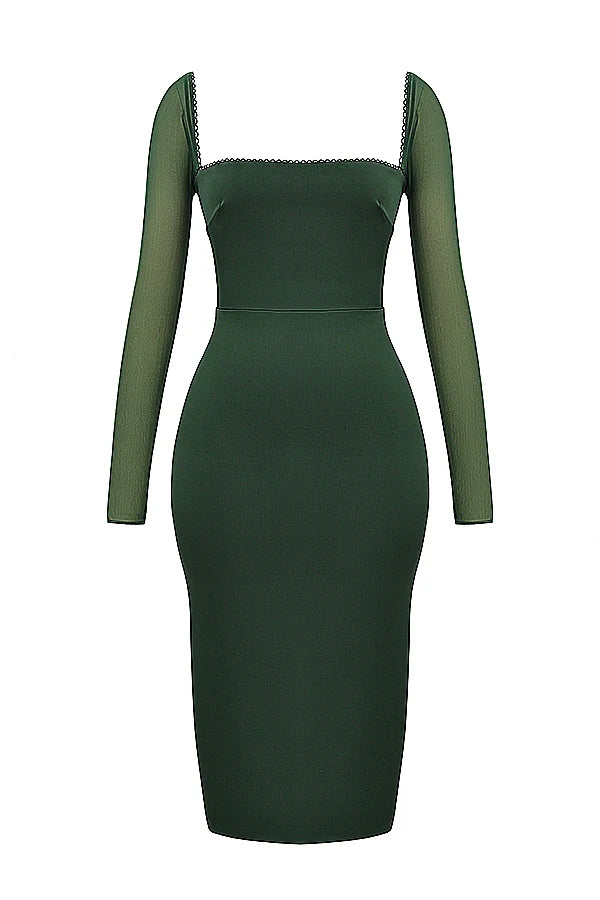 emerald green midi dress