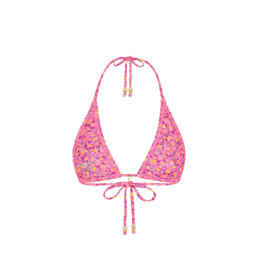 Shirred Triangle Bikini Top - Gelato Bloom