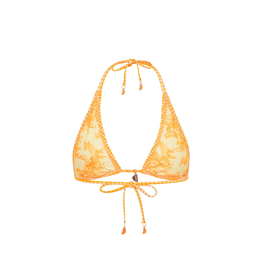 Classic Tie Halter Bikini Top - Orange Cream