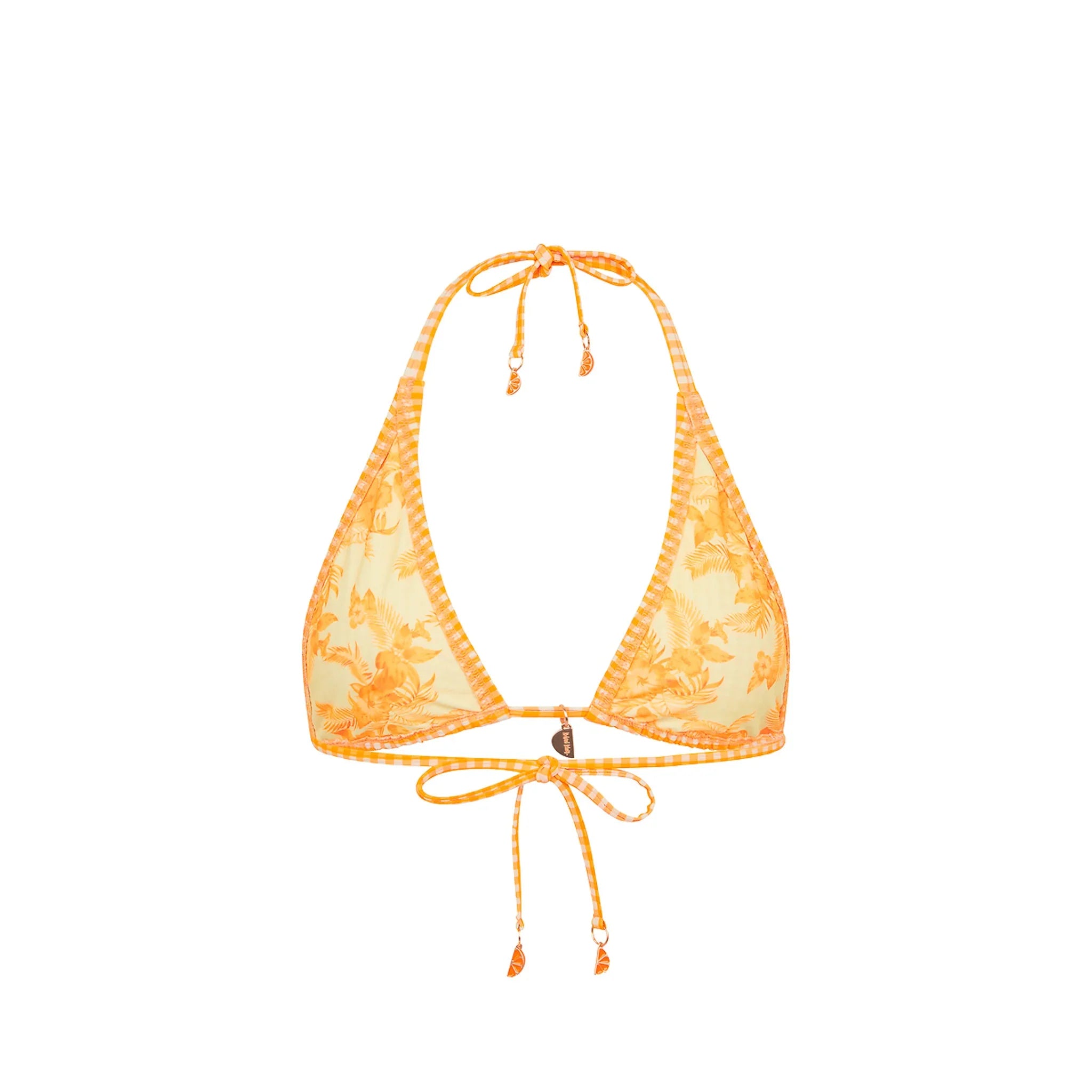 Classic Tie Halter Bikini Top - Orange Cream