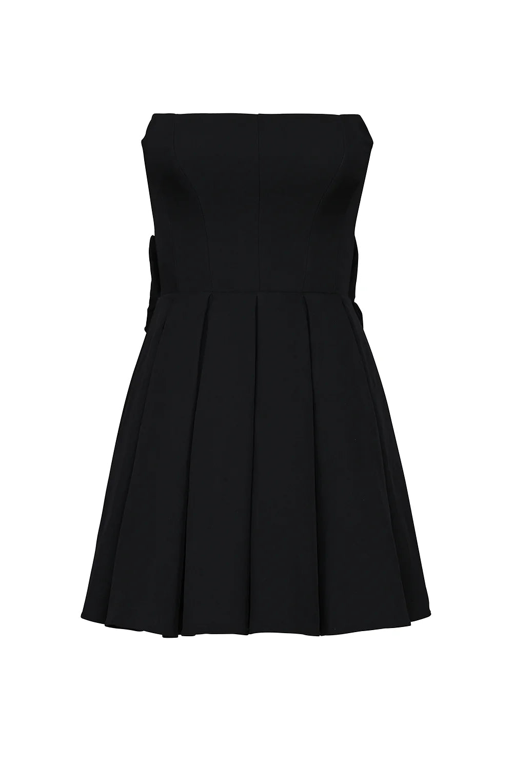 black strapless detachable bow mini dress
