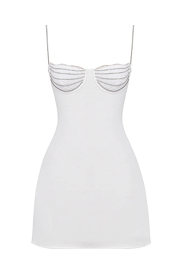 ivory crystallised mini dress
