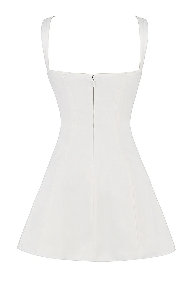 ivory satin and lace mini dress
