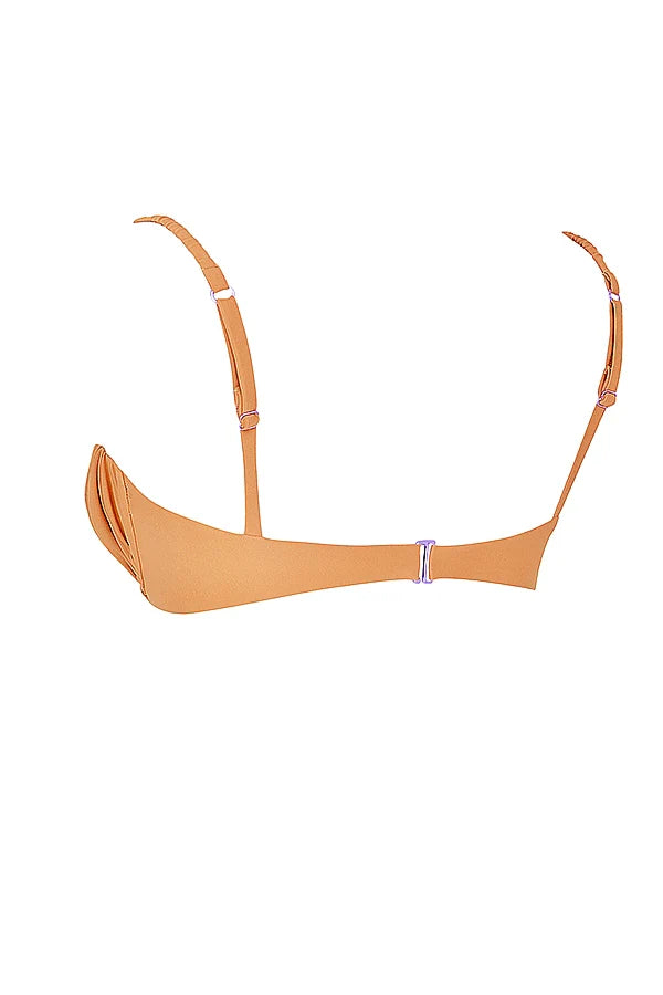 light orange ruched bikini top