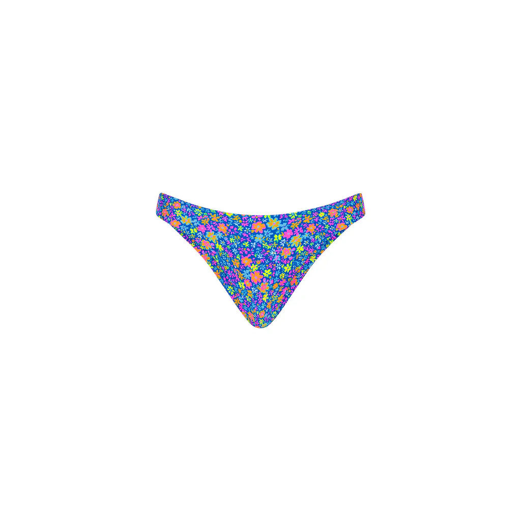 Minimal Full Coverage Bikini Bottom - Electric Bloom