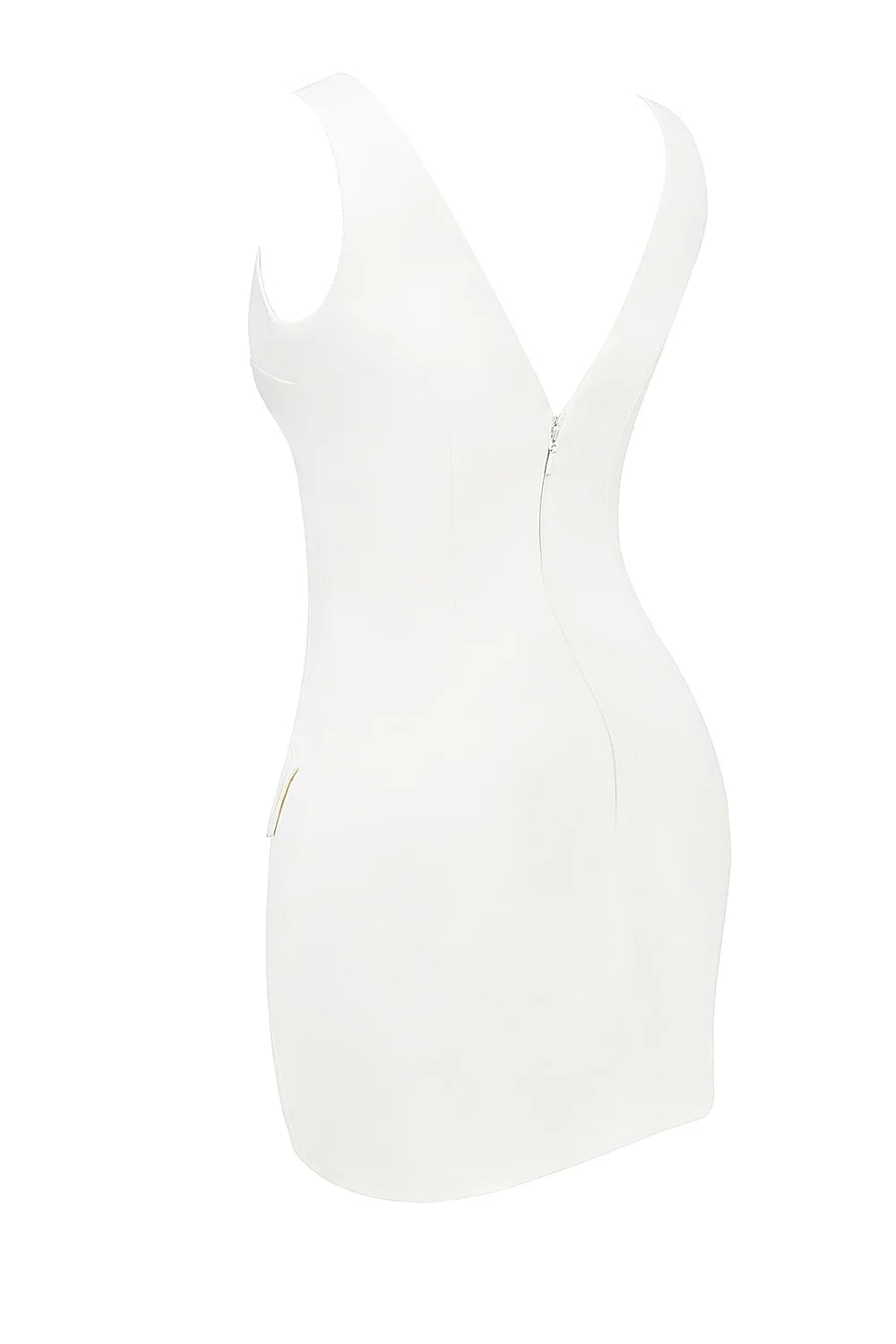 white plunge mini dress