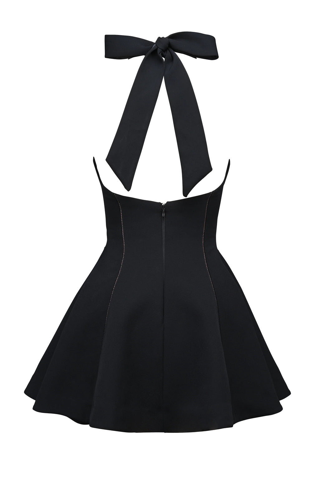 black halter neck bow mini dress