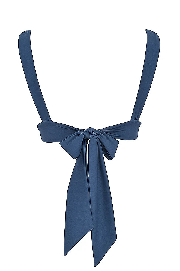 deep blue tie back bikini top