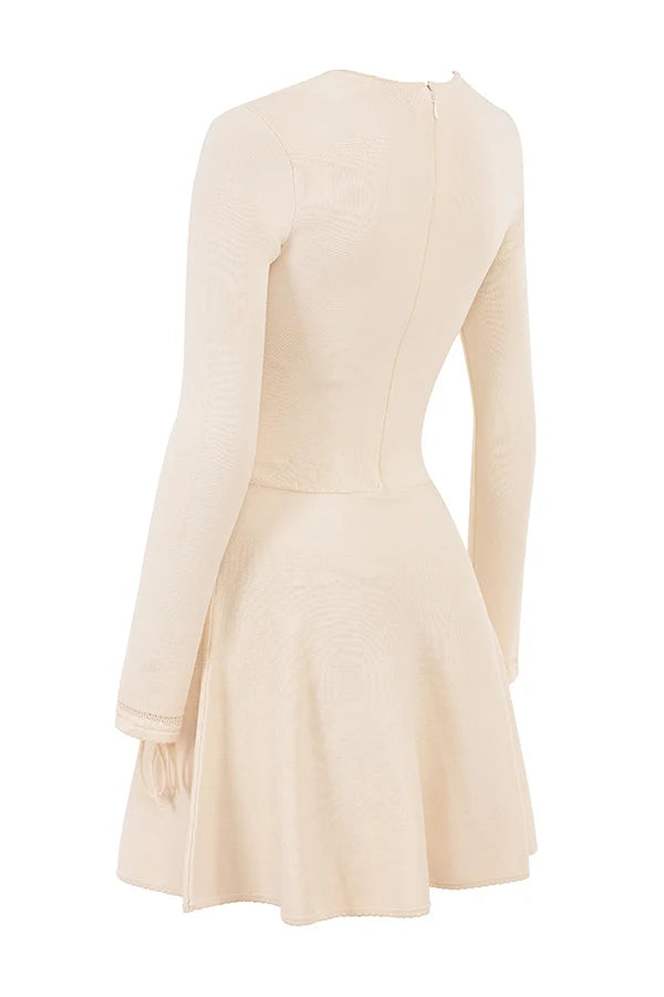 cream dainty knit mini dress