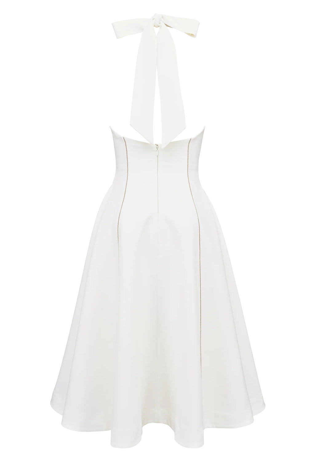 ivory halter neck midi dress