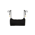 Shirred Crop Tie Bikini Top - Twilight Black