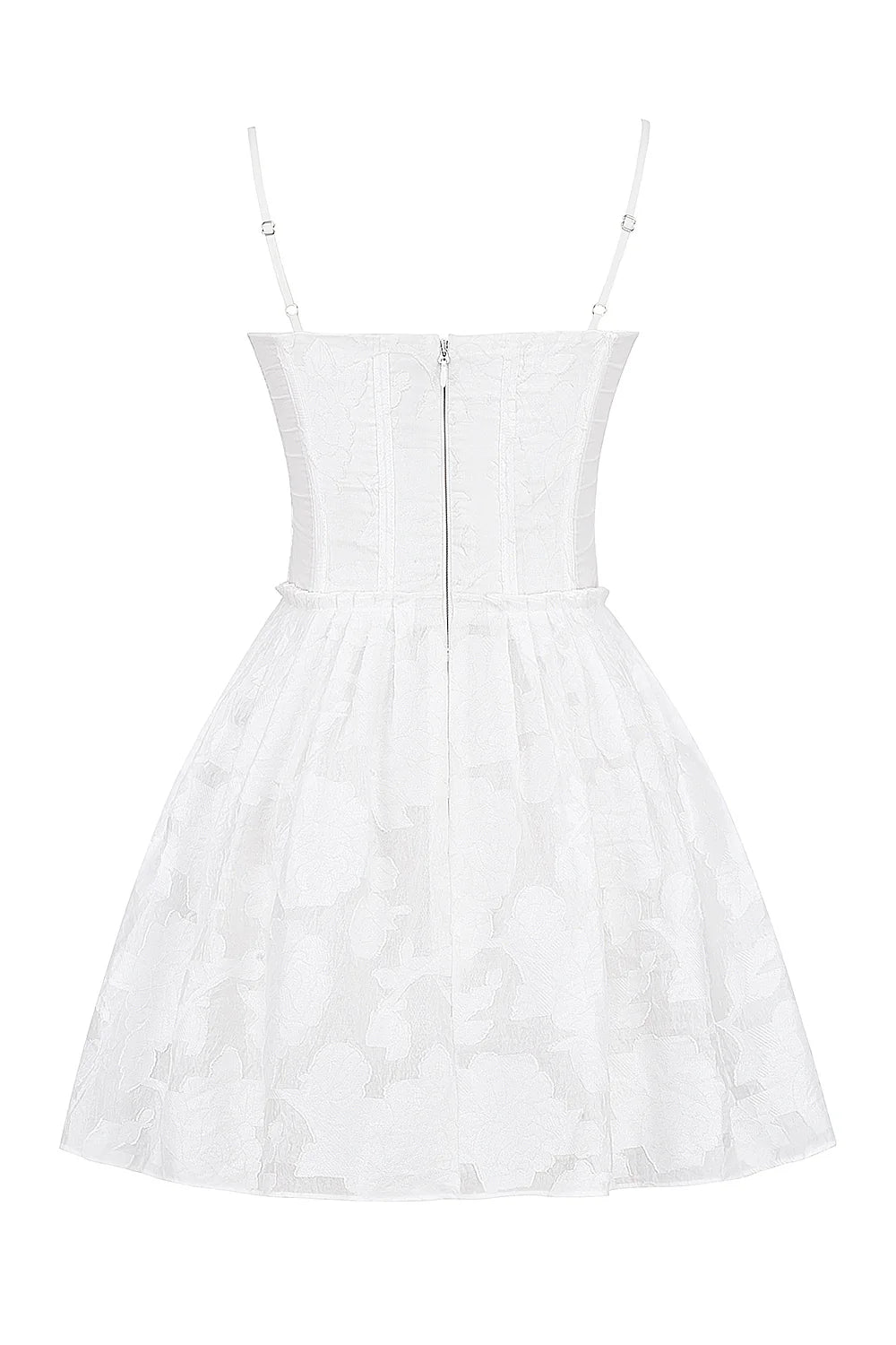 white jacquard corset mini dress