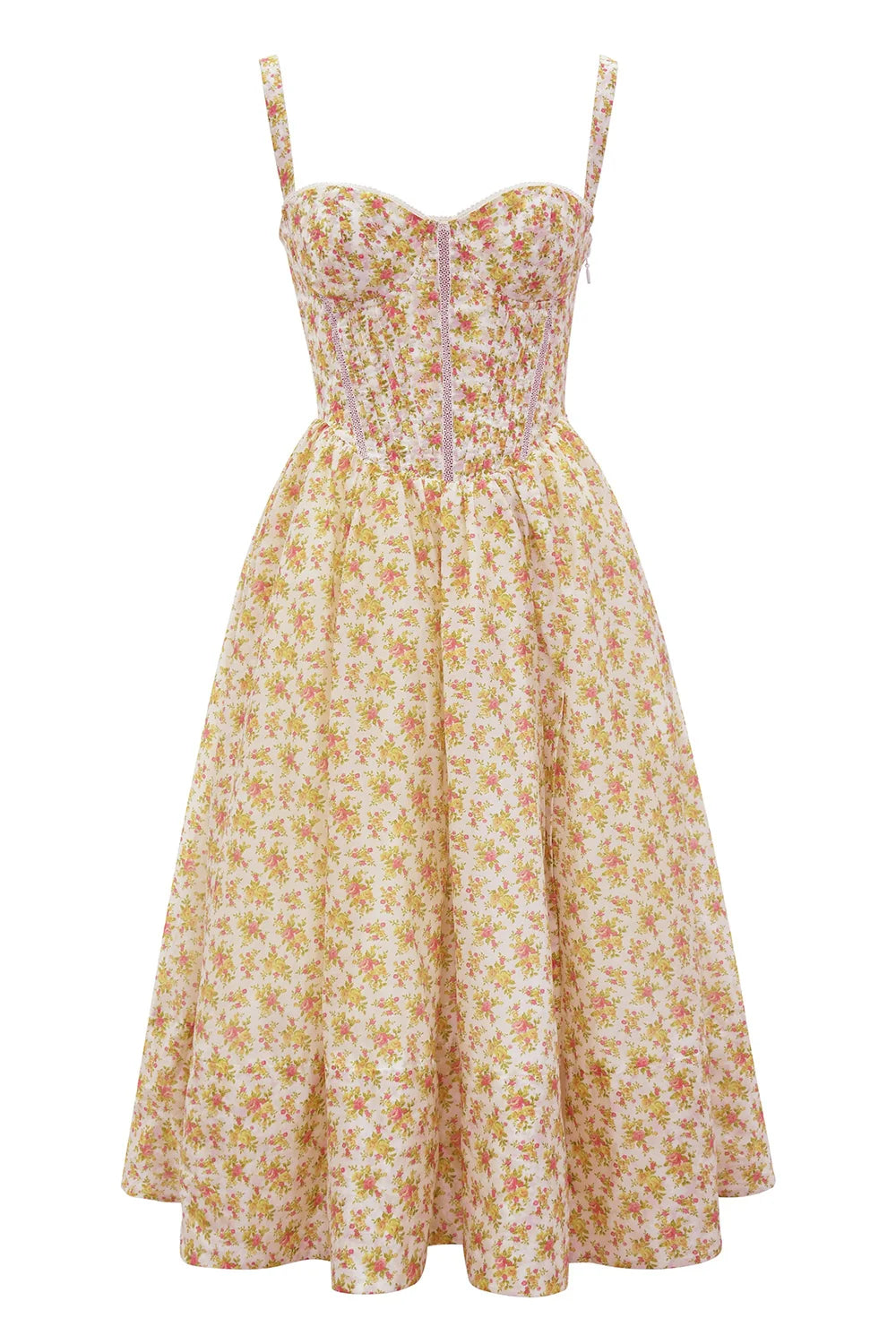 royal rose print corset midi sundress