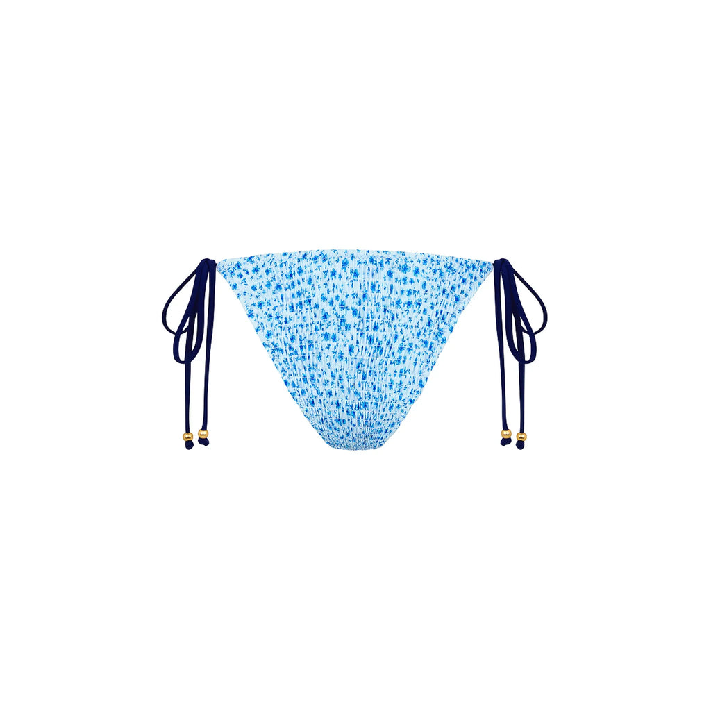 Shirred Dipped Cheeky Tie Bikini Bottom - Dream Flower