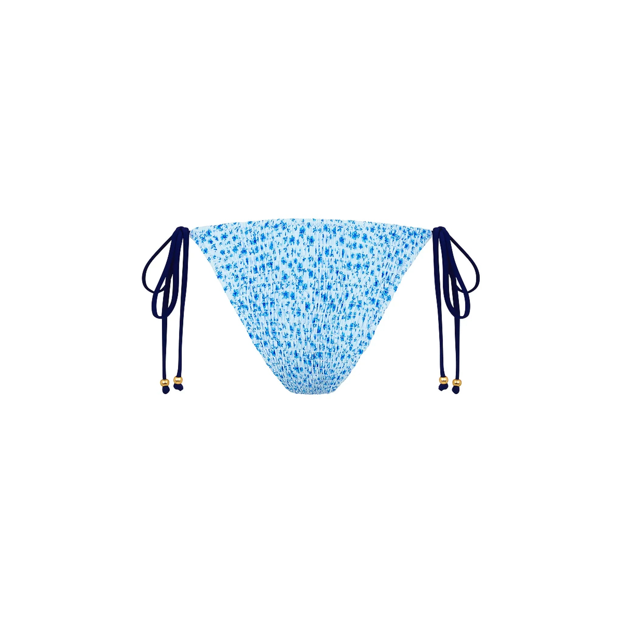 Shirred Dipped Cheeky Tie Bikini Bottom - Dream Flower