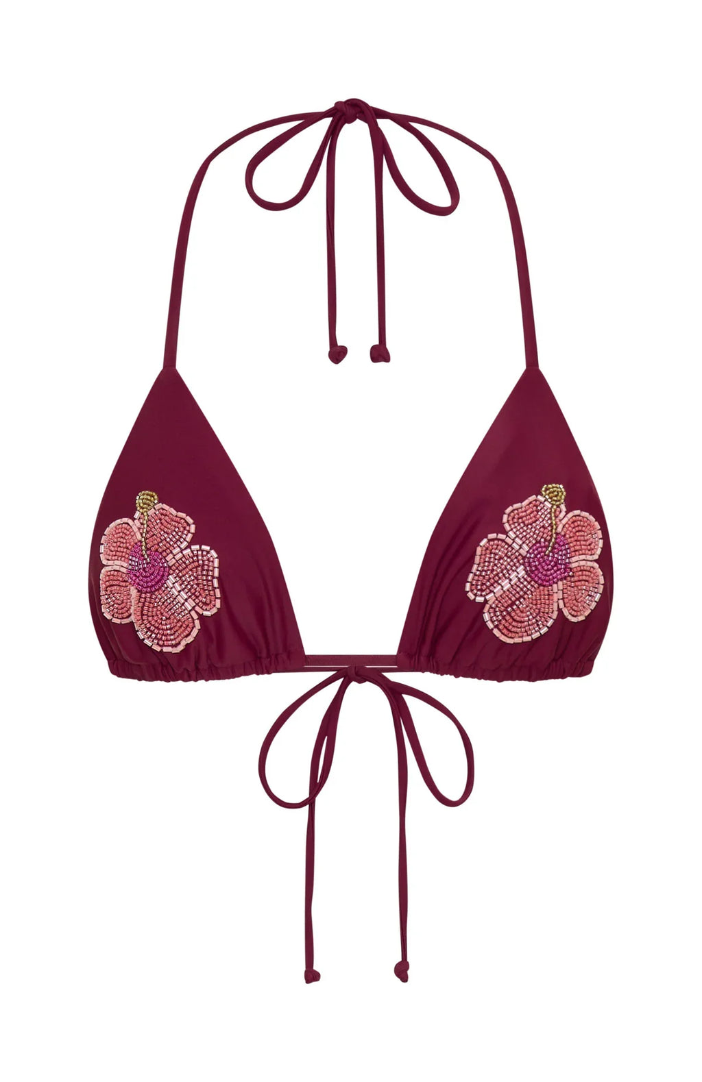 Yolanda Beaded Bikini Top Sangria