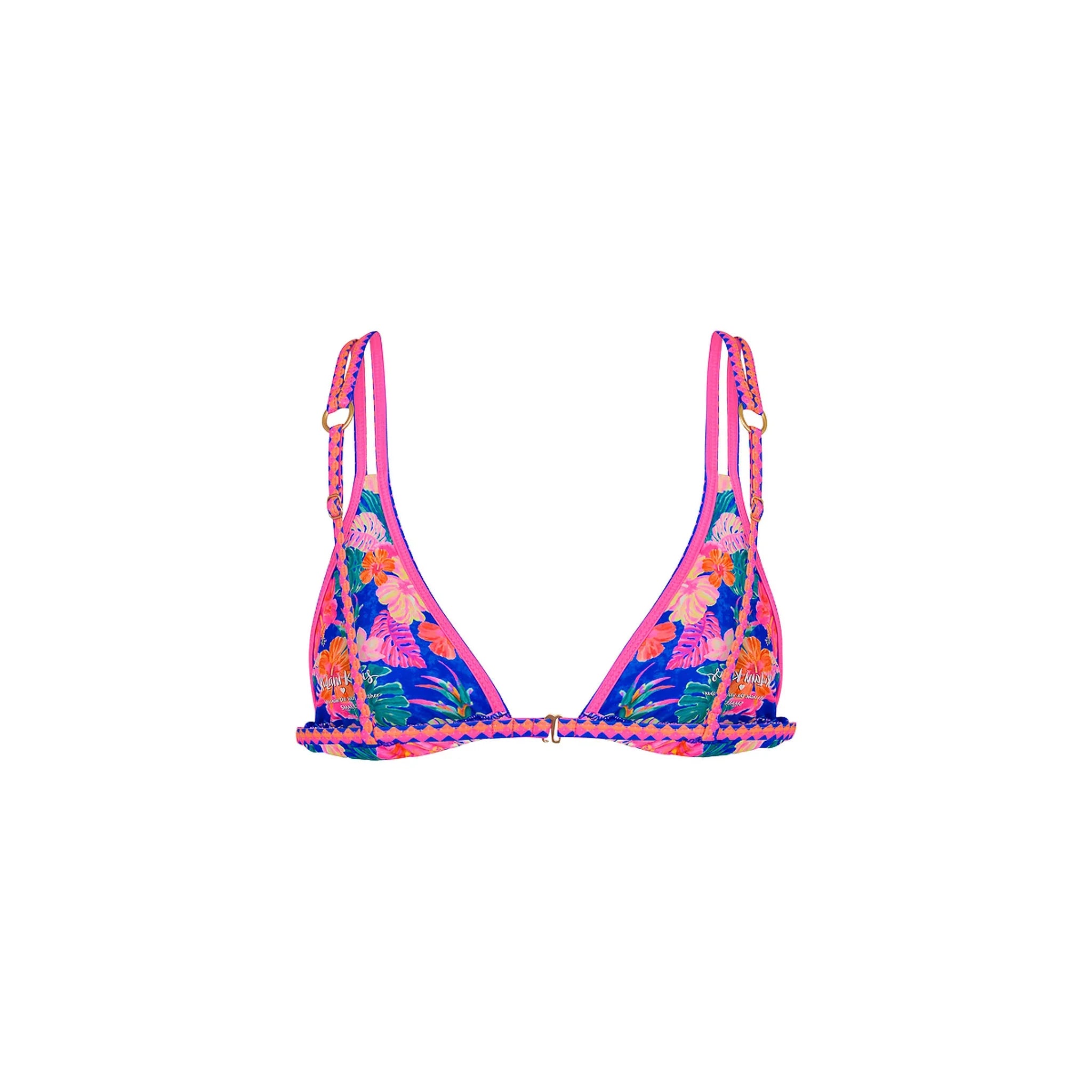 Twin Strap Bralette Bikini Top - Electric Palms