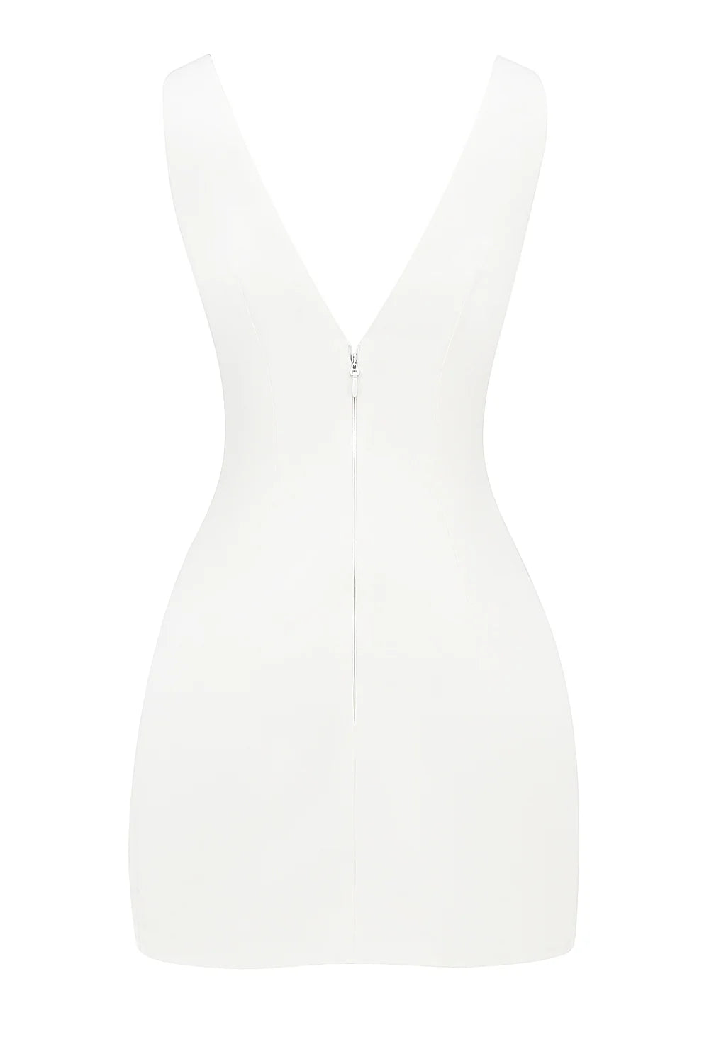 white plunge mini dress