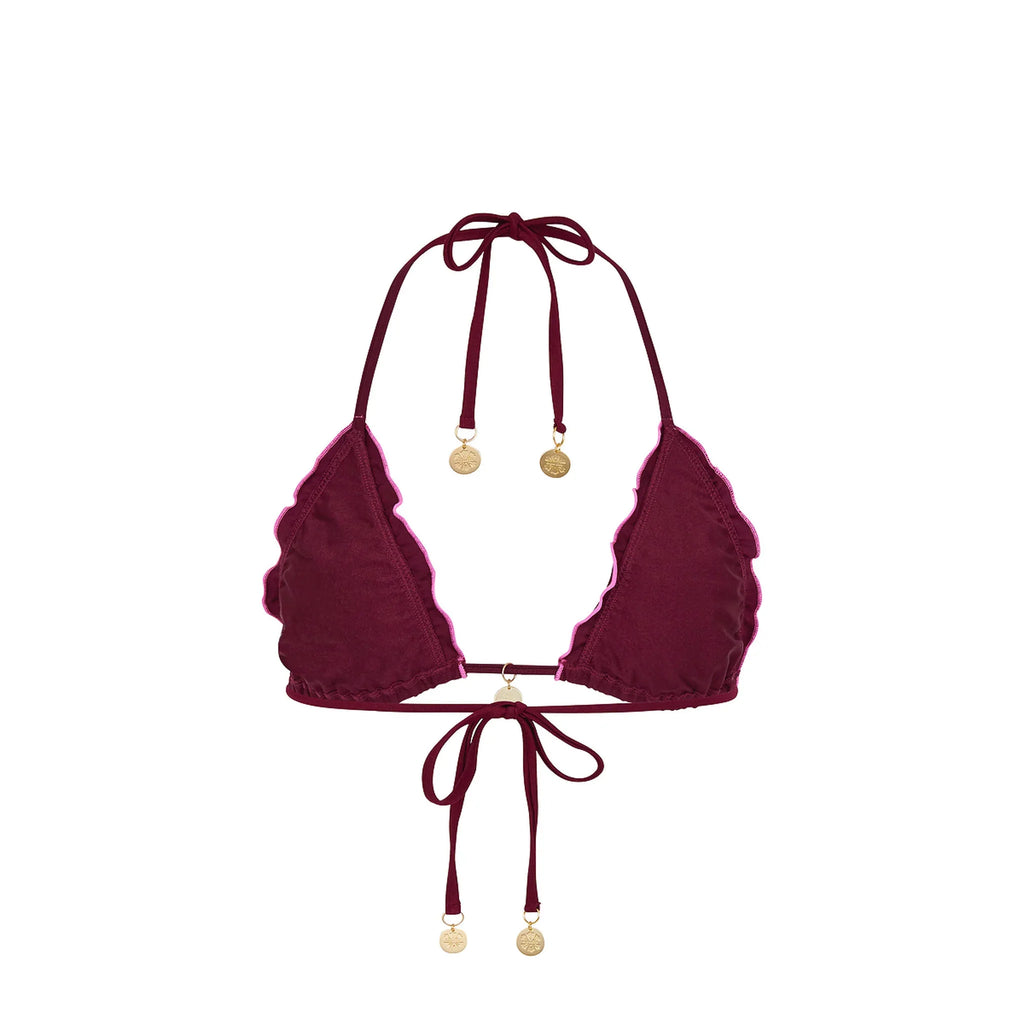 Lettuce Edge Bralette Bikini Top - Sangria Spritz